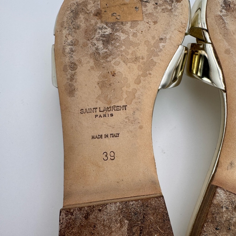 Saint Laurent Metallic Gold Nu Pieds 05 Slide Sandals Size 39 - Picture 12 of 12